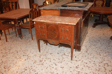 French Louis XVI style chest of drawers from the second half of the 19th century with marble and inlays