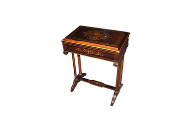 French dressing table 1800 Charles X style in rosewood and boxwood inlay