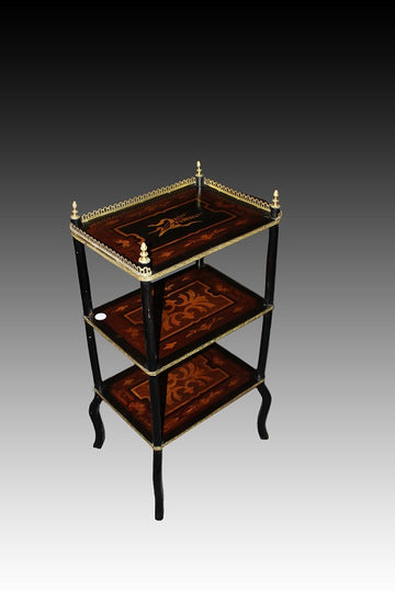 Etagere francese stile Napoleone III riccamente intarsiata