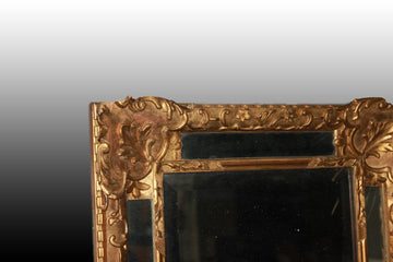 Pretty French mirror from the 1800s, Louis XVI style, gilded with gold leaf