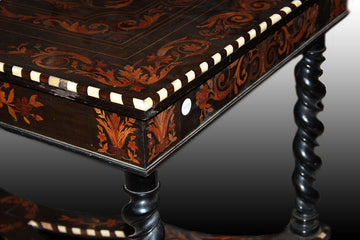 Antique Dutch writing table from the early 1800s in ebony with ivory inlays