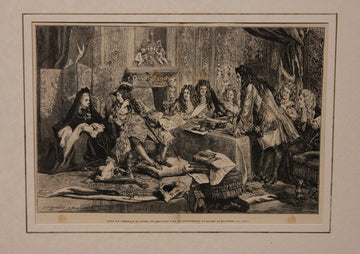 Stampa francese del 1800 Raffigurante La Corte di Luigi XIV