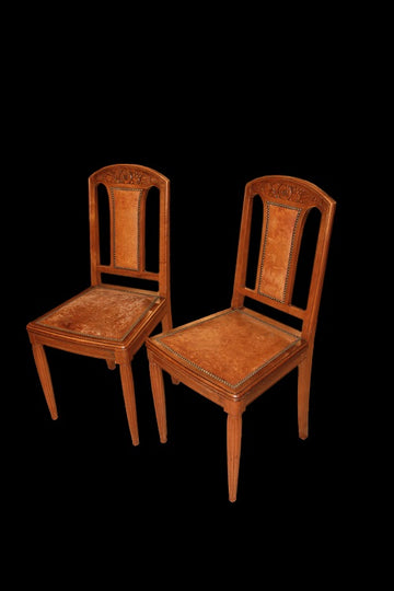 Group of 6 Liberty style chairs from the early 1900s in walnut wood