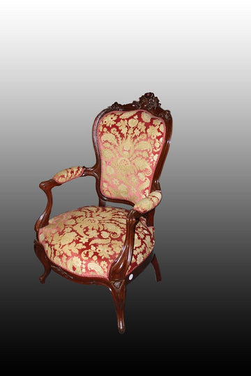 Pair of Louis Philippe armchairs with armrests from the 19th century in rosewood