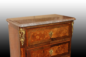 secretaire desk chest Napoleon III richly inlaid 19th century marble and bronzes