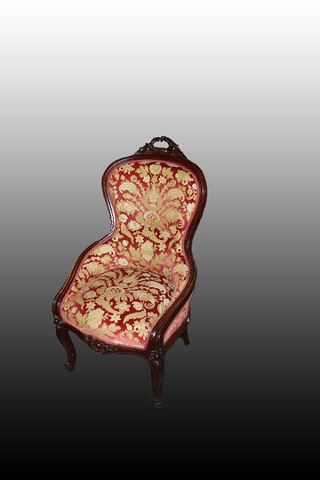 Pair of Louis Philippe armchairs without armrests from the 19th century in rosewood with carvings