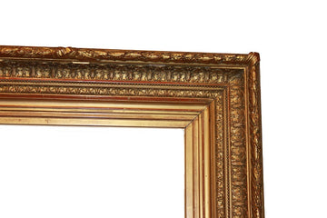 French rectangular frame from the 1800s gilded with gold leaf