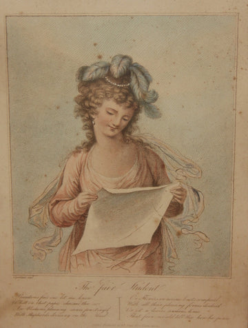Piccola Stampa Francese Ritratto di Dama del 1800 con bellissima Cornice Dorata