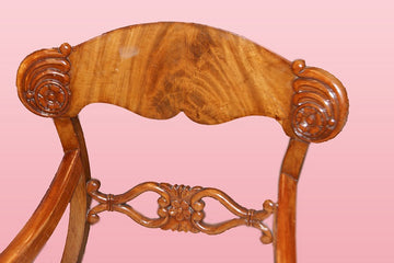 Single Northern European Biedermeier style lounge armchair in mahogany feather