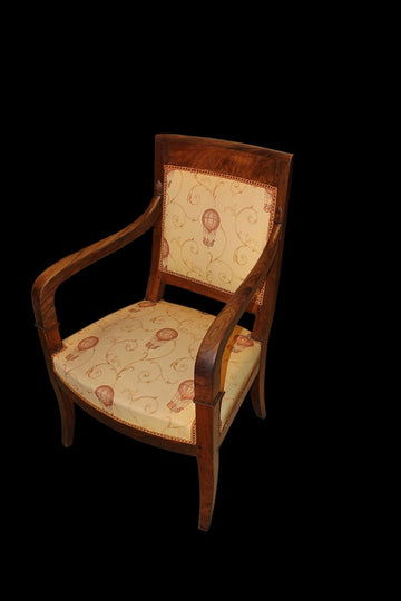 Pair of mid-19th century Directoire style armchairs in walnut and mahogany