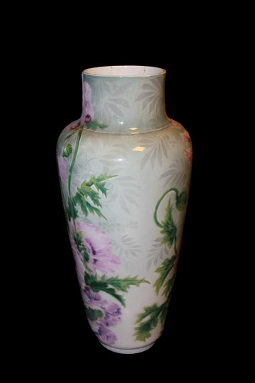 Large French vase from the early 1900s, Liberty style, in porcelain decorated with a floral motif