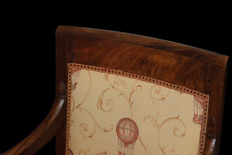Coppia di Poltrone stile Direttorio di metà 1800 in legno di noce e mogano