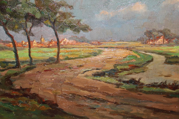 Olio su tela firmato Heider Johan Wihain 1892 - 1966 Paesaggio
