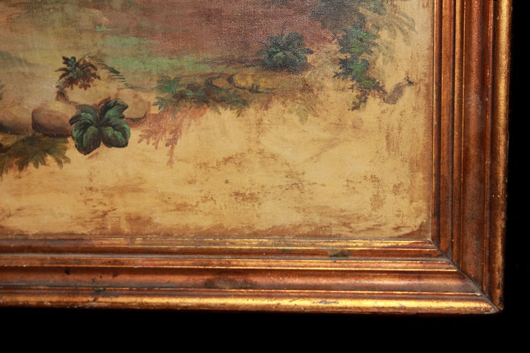 Olio su tela di inizio 1900 raffigurante scena campestre