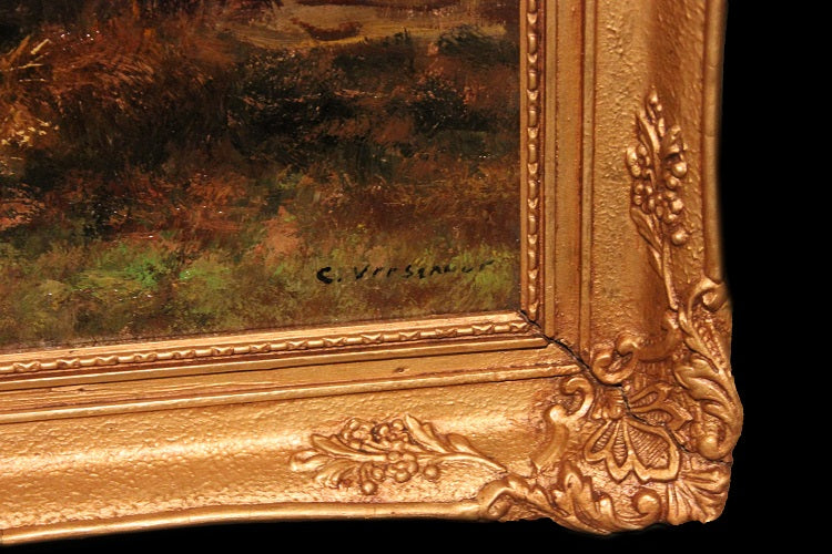 Olio su tela raffigurante scena campestre firmato Cor Bouter 1888-1966 (C.Verschuur)