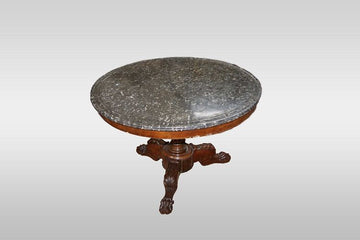 Tavolino del 1800 Carlo X in mogano con marmo