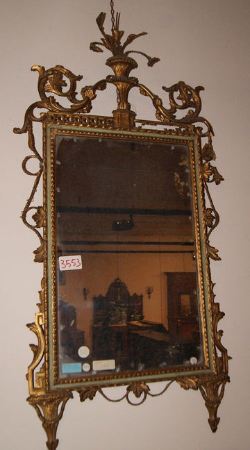 Antica specchiera italiana Luigi XVI del 1800 laccata dorata