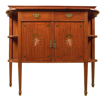 Antique English sideboard from 1800 in 19th century Sheraton style satinwood