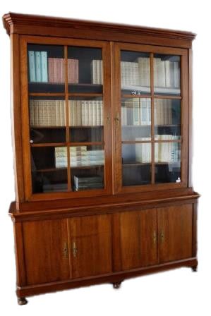 Antique large French Empire style bookcase from 1800 in walnut