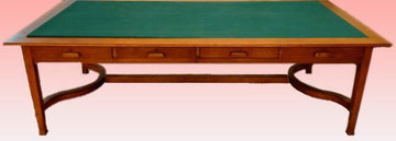 Antica grande scrivania Partners Desk francese in stile Decò del 1900