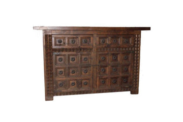 Antica credenza spagnola in legno di noce del 1900