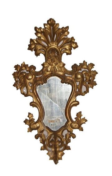 Antica specchiera Luigi XIV del 1700 Foglia oro eclettica