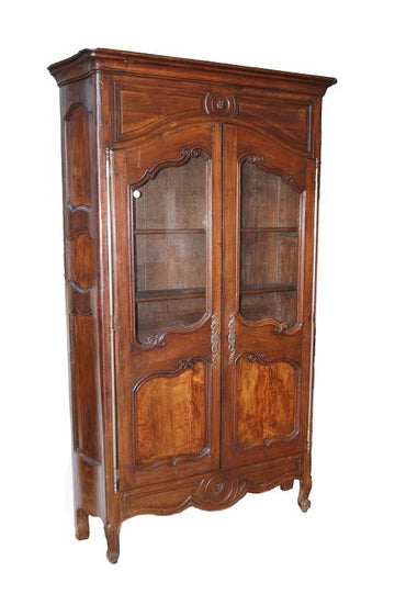 Antique French display cabinet from the 1700s in Provençal style walnut