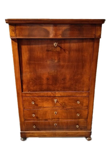 Antico secretaire francese in noce in stile impero 1800 restaurato