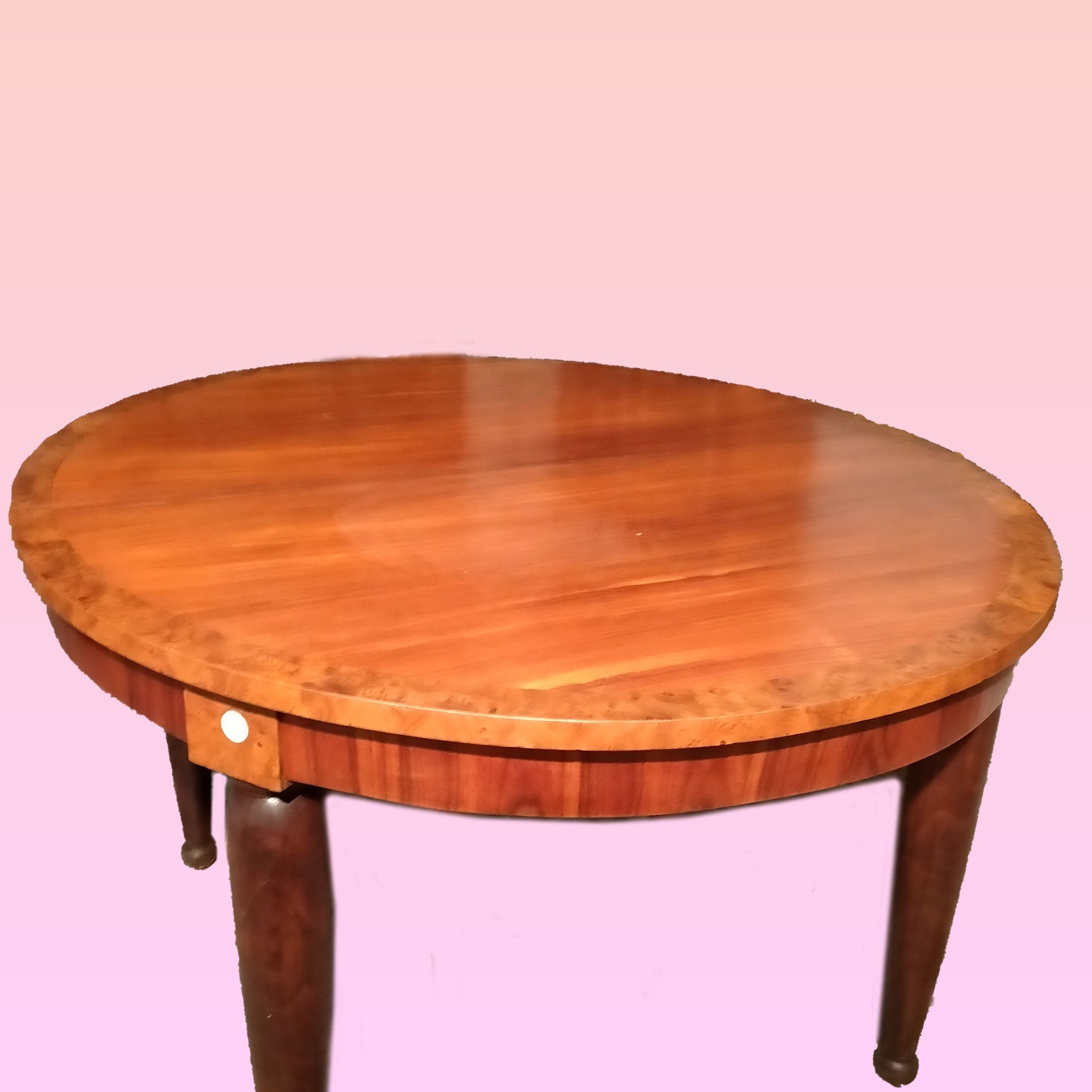 Antico tavolo ovale allungabile Luigi XVI del 1900 in ciliegio e olmo