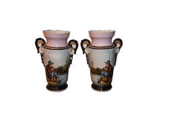 Pair of antique pink Art Nouveau vases