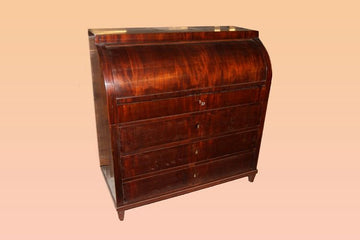 Antico comò a rullo in mogano del 1800 Biedermeier