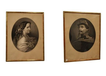 Pair of Portraits of Napoleon III and Wife - Pastels