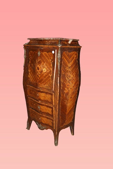 Antico secretaire intarsiato del 1800 stile Luigi XV francese