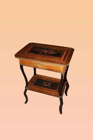 Antique French inlaid dressing table from the 1800s in ebony