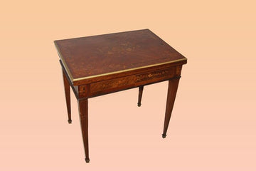Antico tavolino da gioco consolle Luigi XVI del 1800 rettangolare francese