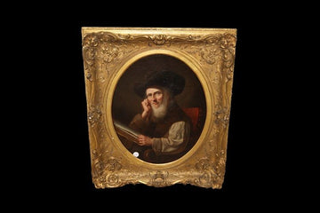Antico quadro del 1700 Pensatore olio su tela ritratto