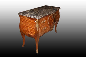 Antique dresser inlaid with French Louis XV marble from the 1800s