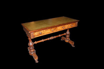 Antique writing writing table from the early 19th century in walnut with leather top