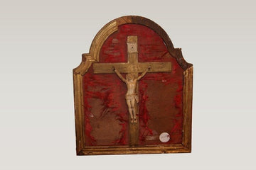 Crocifisso del 1700 con cristo in avorio con cornice dorata