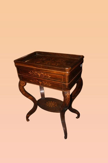 Antica toilette francese del 1800 stile Carlo X intarsiata riccamente