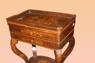 Antique French Dressing Table from the 1800s, Charles X style, richly inlaid