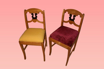 Gruppo di 6 sedie Biedermeier del 1800 in betulla