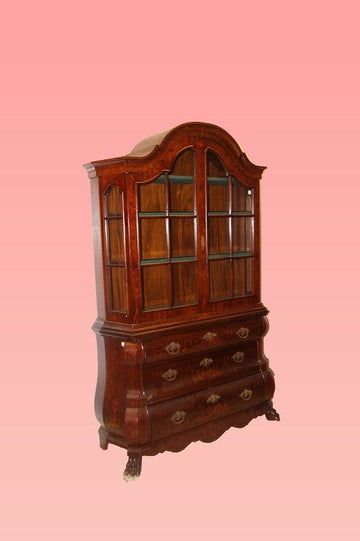 antique Bureau Bookcase from the early 1900s Dutch in inlaid mahogany wood