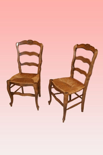 Gruppo di 8 sedie antiche Provenzali Base shabby del 1800 ciliegio