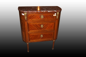 Antique small French commode from 1800 Louis XVI style with marble
