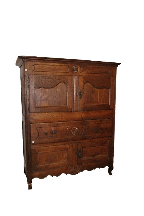 Molto antico Stipo armadio credenza grande francese del 1600 in rovere con ante e cassetti particolarissimo