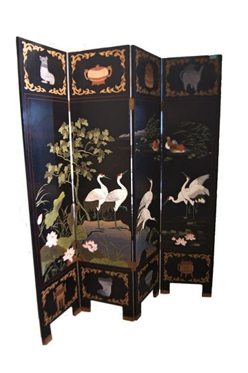 Ancient Chinese screen from the 1800s, richly painted