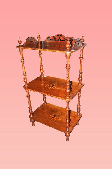 Etagere inglese stile Vittoriano del 1800 intarsiata