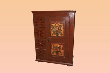 antique Italian Tyrolean Cupboards from 1800 with floral paintings