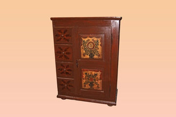 Credenza Tirolese alta ad 1 anta con cassetti